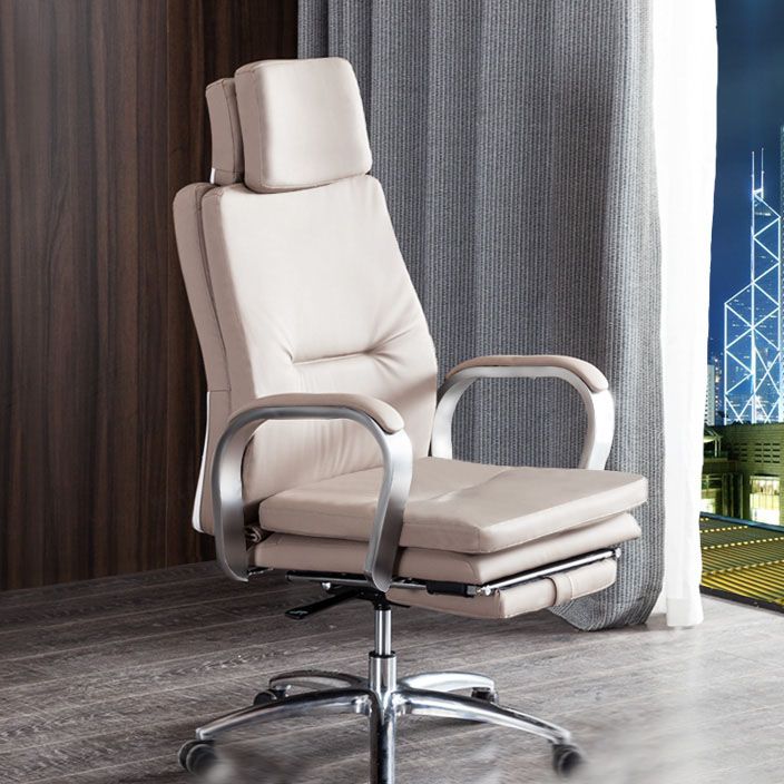 Modern Style Executive Chair Leather Upholstered Office Chair with Fixed Arms