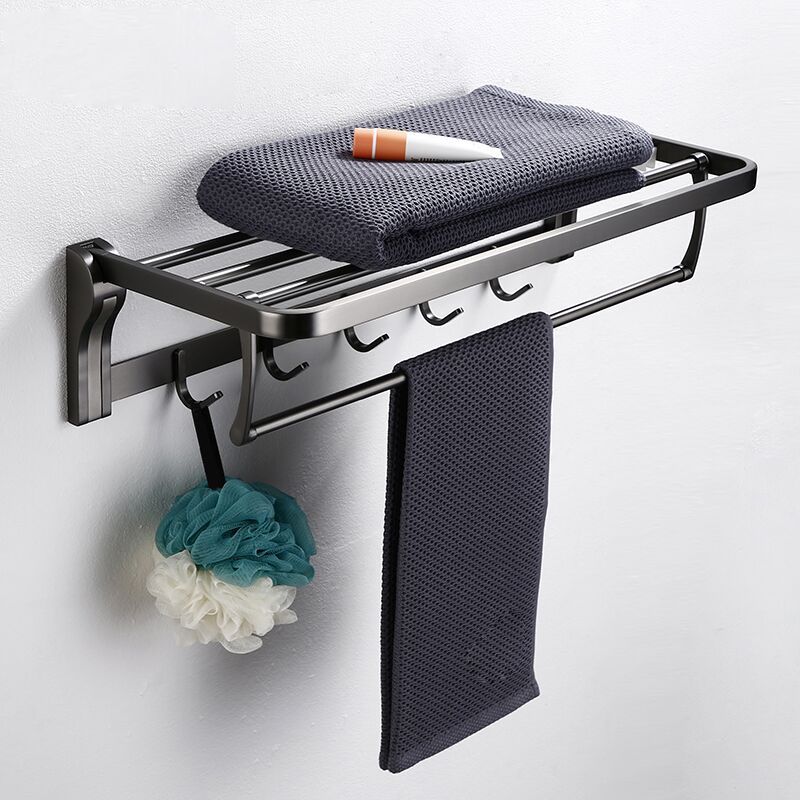 Modern Matte Gray Bathroom Accessory Set Bath Shelf/Towel Bar & Paper Holder Included