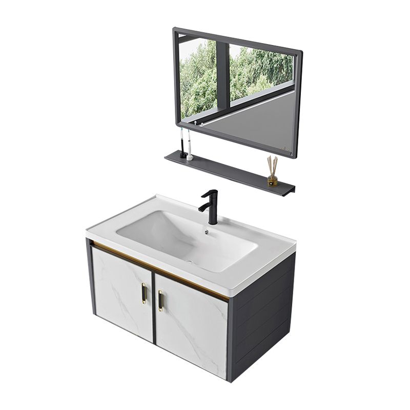 Sink Vanity Wall Mounted Mirror Drawers Ceramic Bathroom Vanity with Faucet