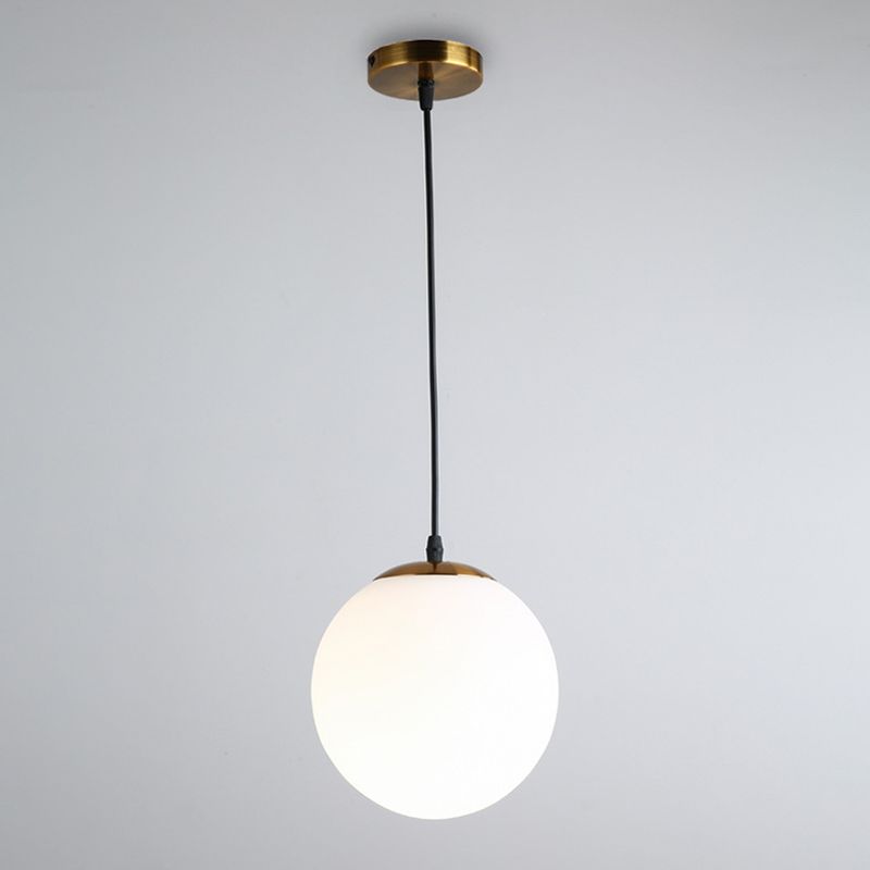 1 luce sferica leggera leggera moderna moderna semplice vetro bianco in vetro tavolo da pranzo appeso