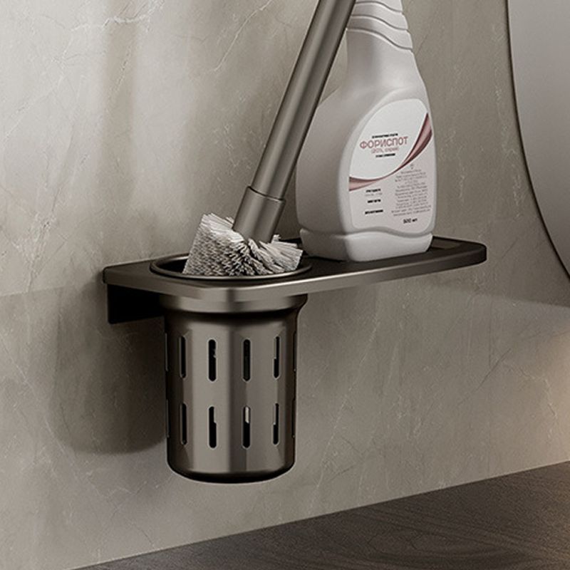 Modern Bathroom Accessory Set in Gray with Bath Shelf/Towel Bar/Robe Hooks & Paper Holder