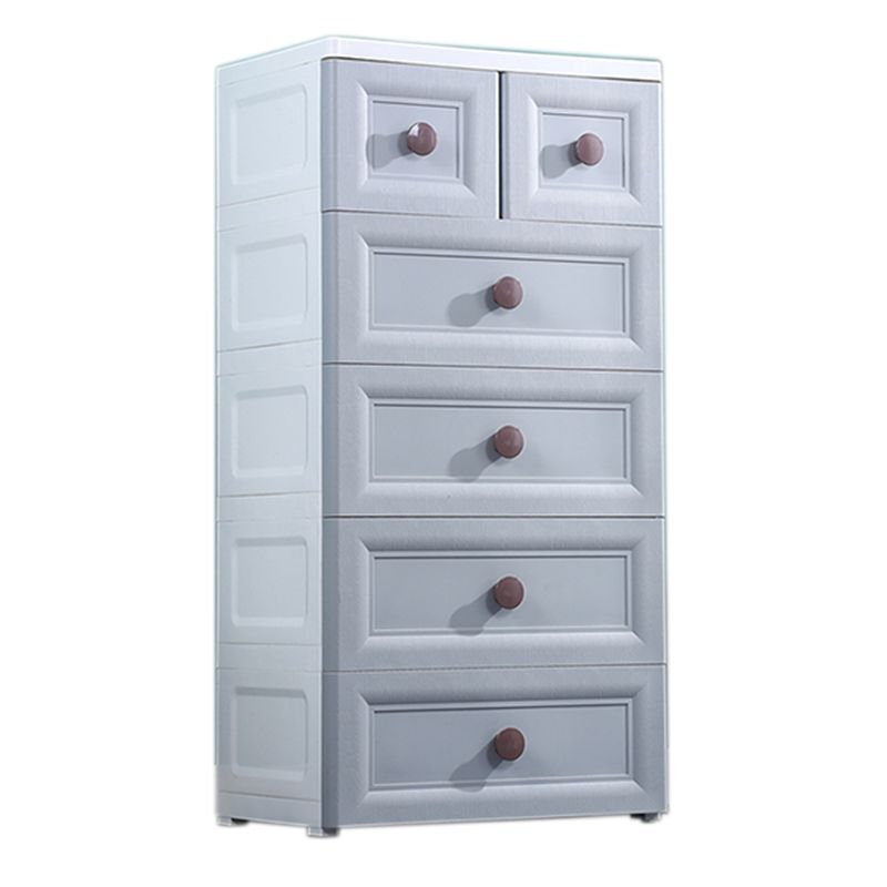 Modernism Plastic Nursery Dresser Vertical Kids Nightstand with 5/6 Drawers for Bedroom