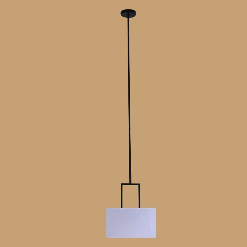 Drum White Linen Shade Pendant Hanging Lamp Modern Minimalist 1 Light Hanging Ceiling Light for Bedroom