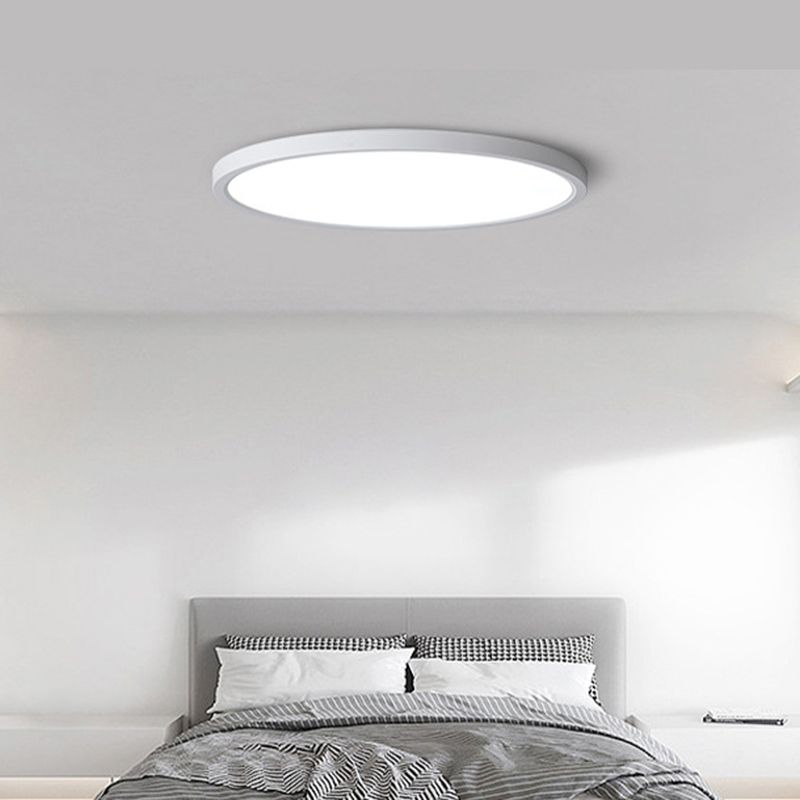 White Round Ceiling Mount Light Modern Style LED with Plastic Shade for Bedroom