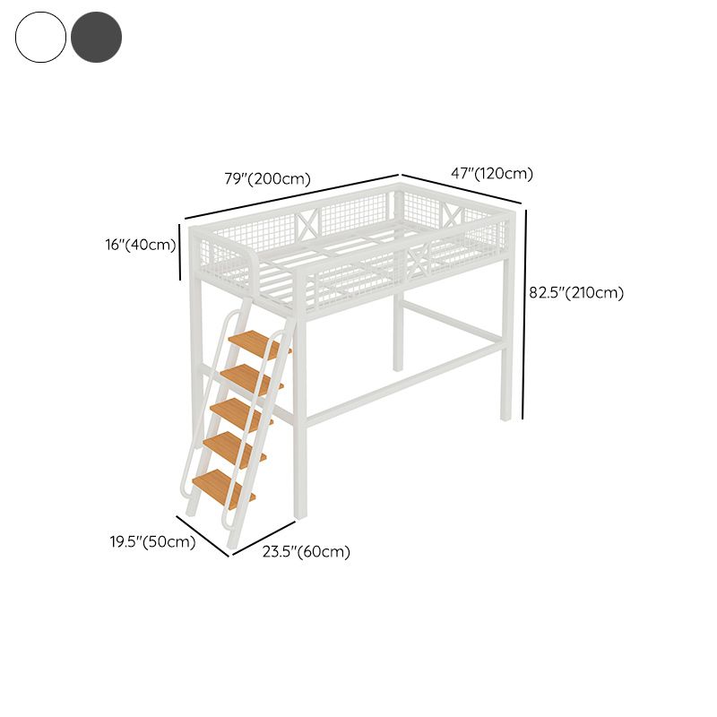 No Theme Kids Bed Gender Neutral Metal Loft Bed with Guardrail