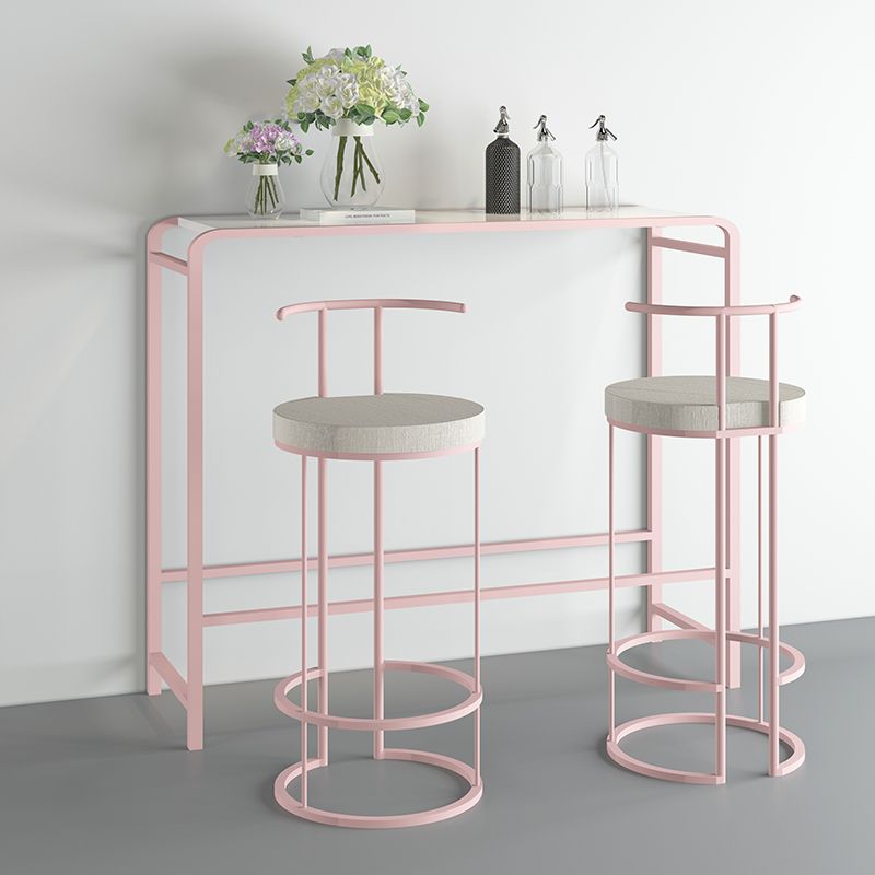 White and Pink Modern Style Bar Table in Wood and Metal Bar Table Milk Tea Shop Bar Table