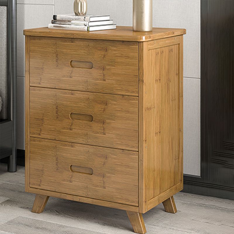 Modern Open Storage Night Table Solid Wood Brown Nightstand with Legs