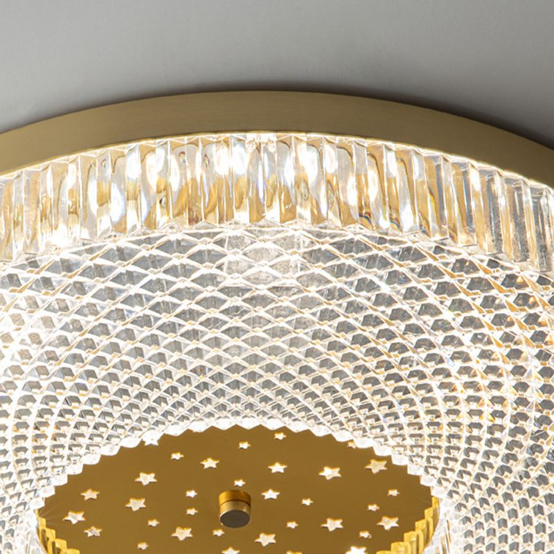 Single Golden Flush Mount Lighting Circle Acrylic LED Ceiling Light