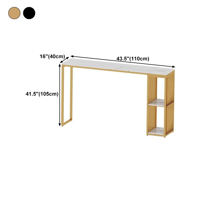 Stone Top Bar Table Traditional Luxury Rectangle Bar Table with Sled Base