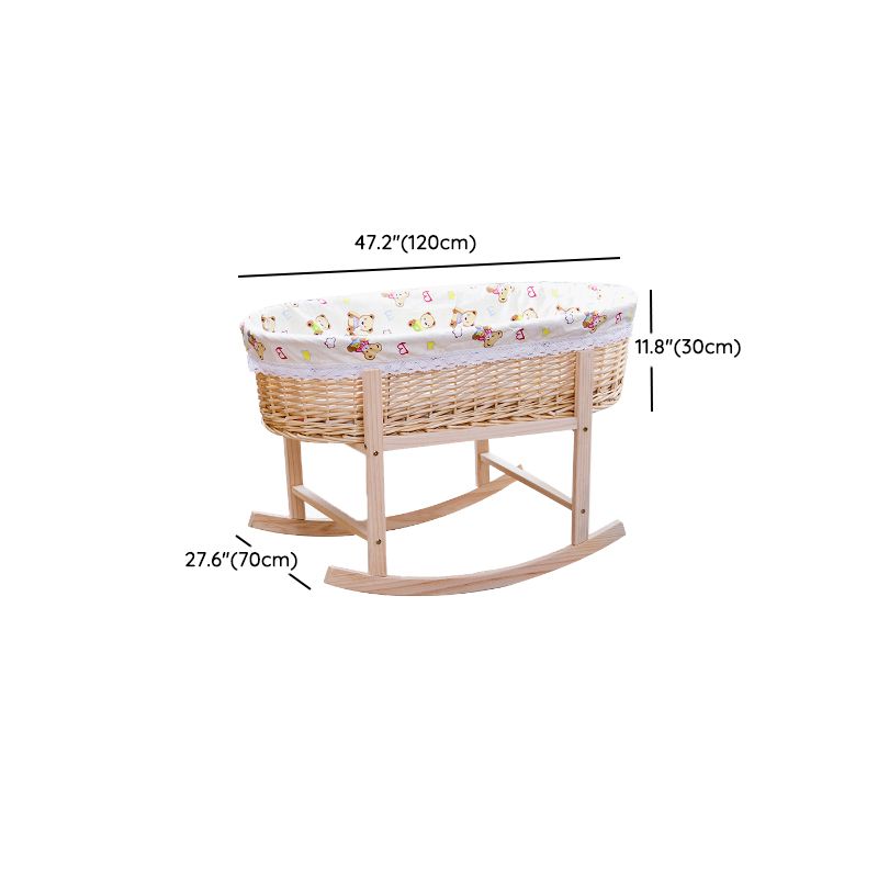 Natural Rocking and Portable Crib Cradle Oval Wicker Stand Crib Cradle