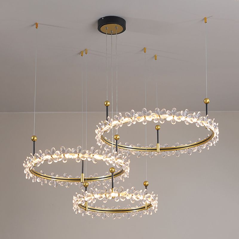 3-Tier Shape Chandelier Lights Modern Metal 3 Light Chandelier Lighting Fixtures in Gold