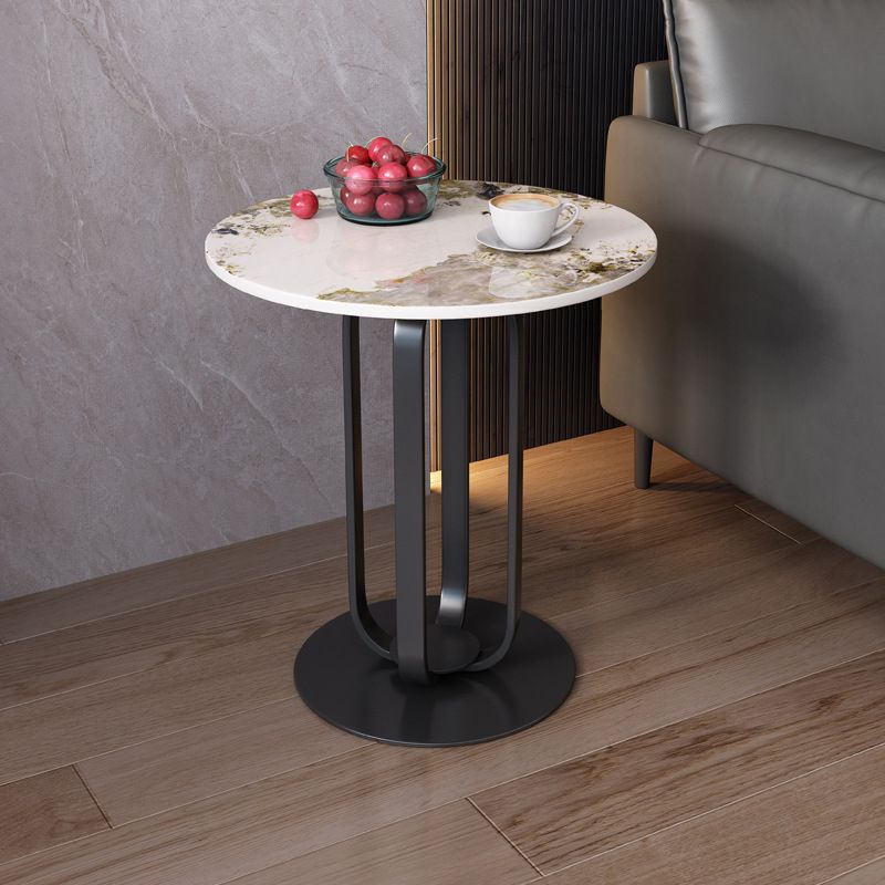 21.65-inch Tall Pedestal End Table Casual Round Stone Top Sofa Side Table