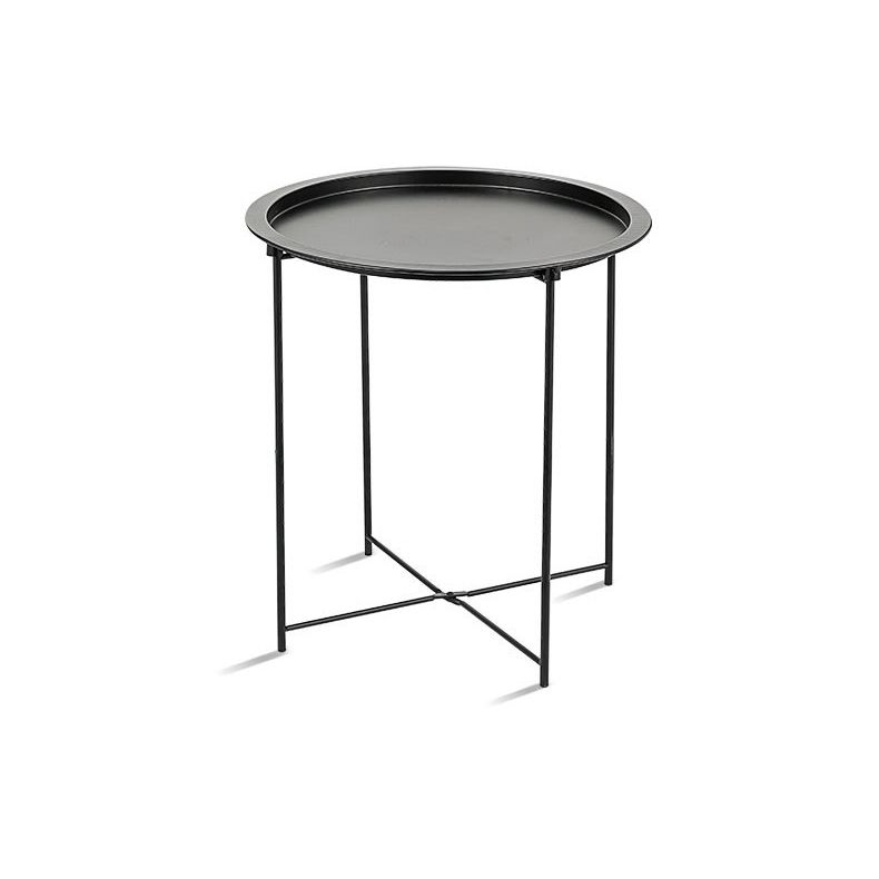 Nordic Round Tray Top Night Table 20" Tall Metal Four-Leg Nightstand