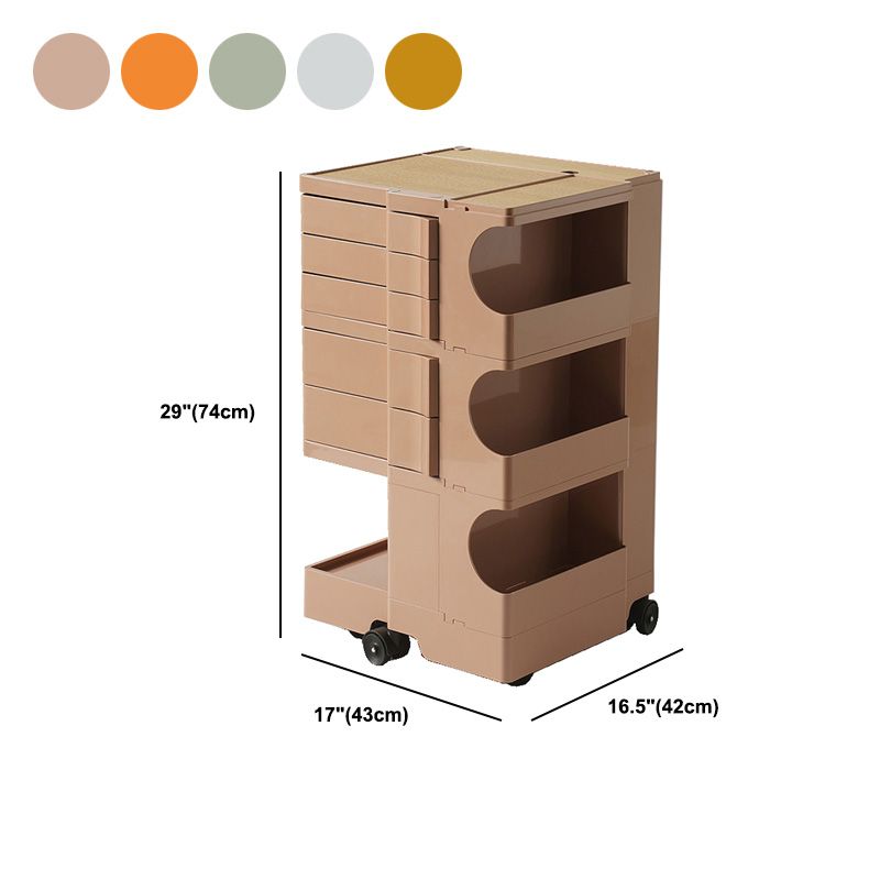 Modern Plastic/Wood 2/4-Drawer, 3/4 - Shelf Nightstand 20.9"/29.1" Tall Nightstand