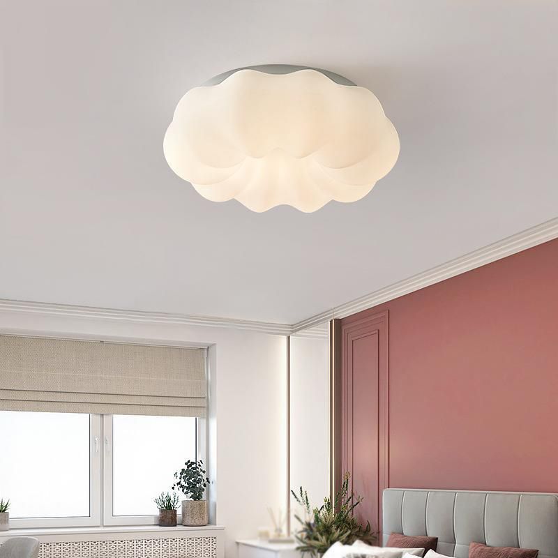 White Shaded Ceiling Light Modernism LED Flush Mount Lighting for Foyer