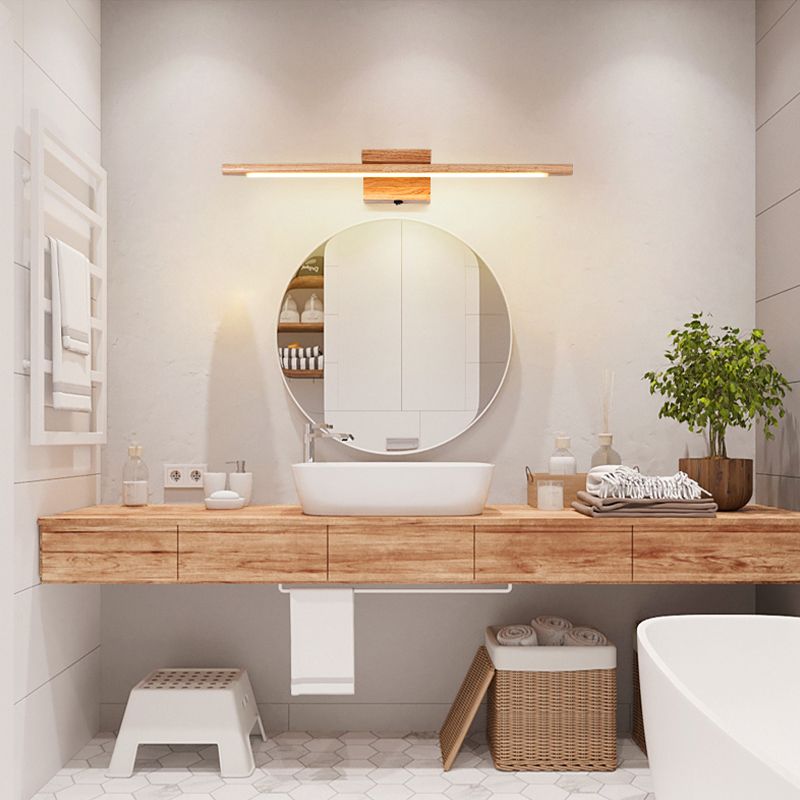 Modern Simple Wooden Vanity Light Strip Shape Vanity Lamp for Shower Room