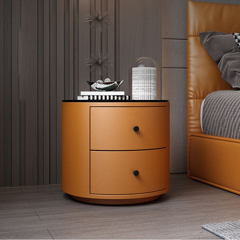 Modern Bedside Cabinet Glass and Rubberwood Night Table for Bedroom