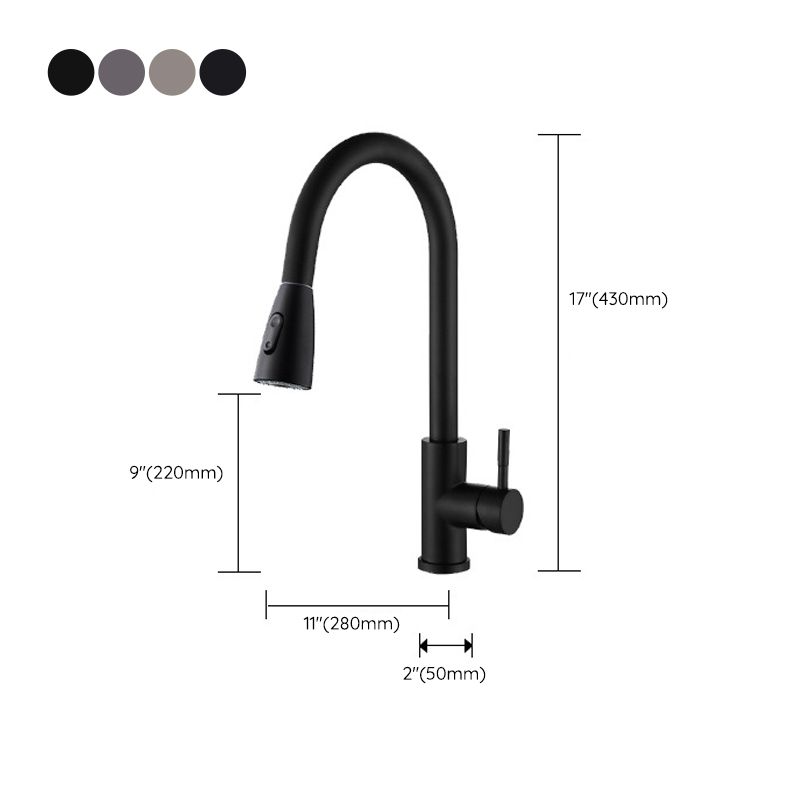 Modern Style Kitchen Faucet Stainless Steel 1-Handle Retractable Kitchen Faucet