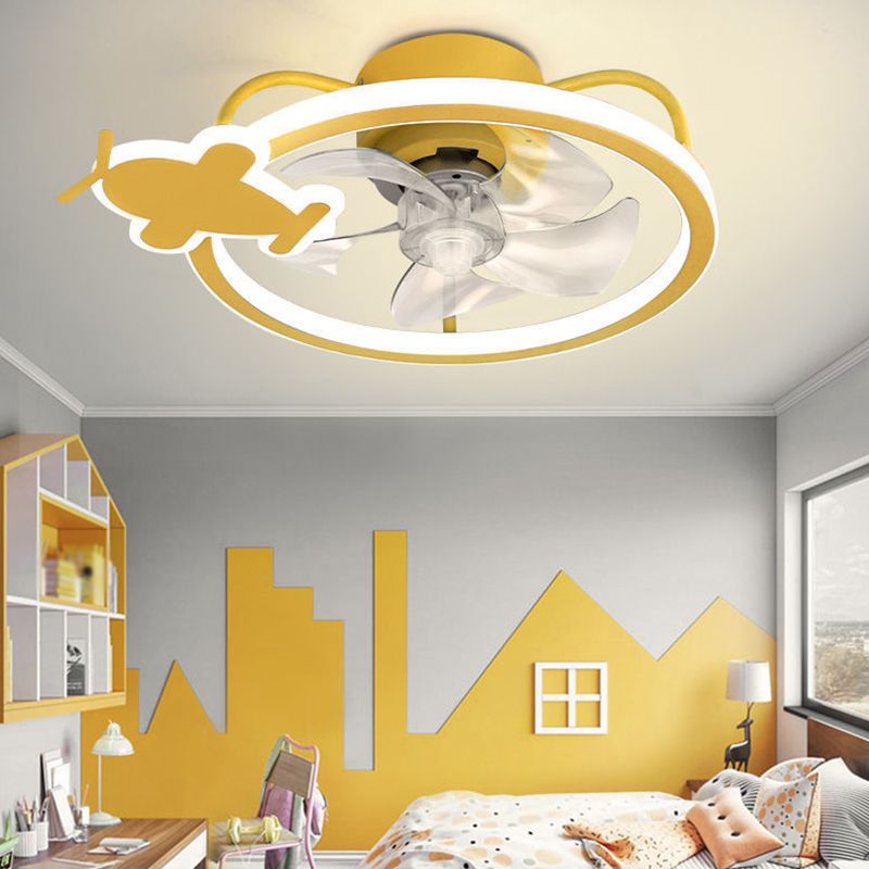 Kids LED Ceiling Fan Lamp Airplane Metal Fan Lighting for Bedroom