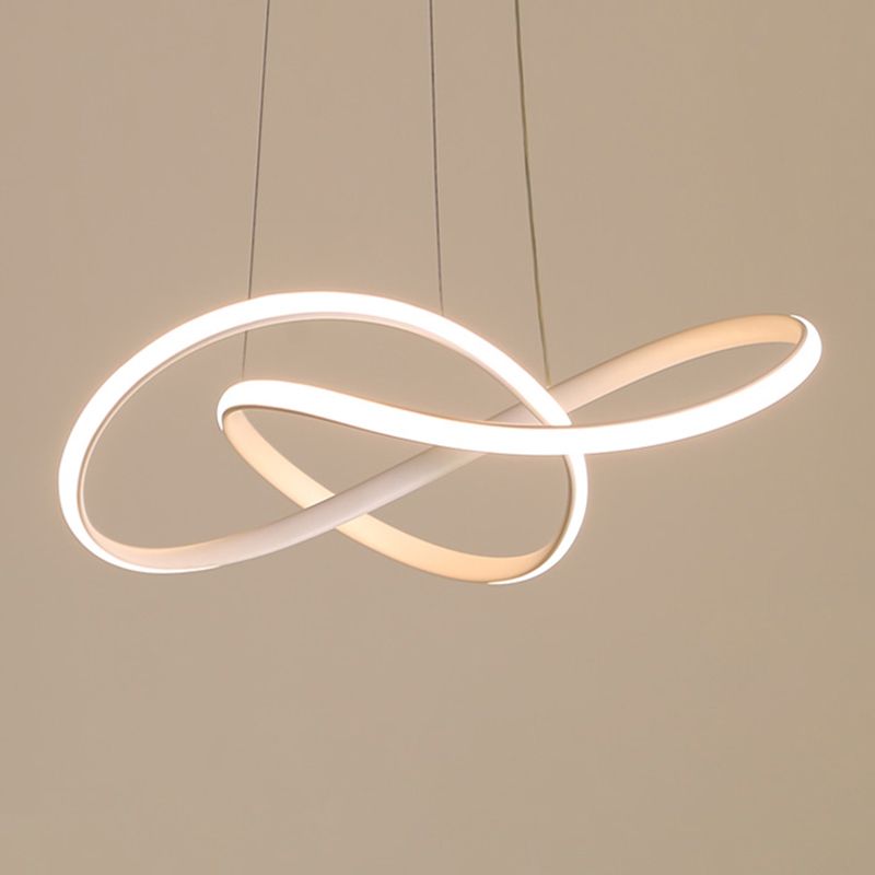 Linear Shape Metal Pendant Light Fixture Modern 1 Light Hanging Light Fixture in White