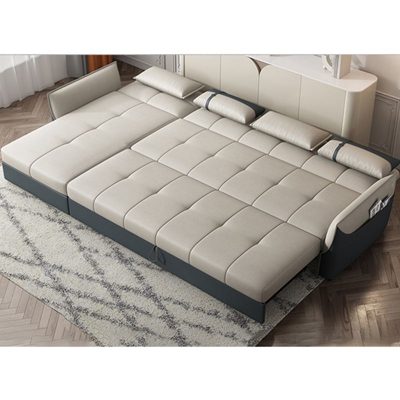 Manual Reclining Cushion Back Sectional Sofa 35.43"High Fabric Sofa Bed with Storage