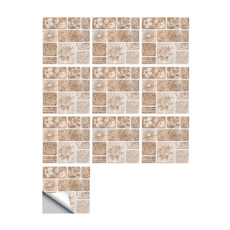 Modern Floral Marble Wallpaper Panels Brown Greek Tile Adhesive Wall Art for Kitchen