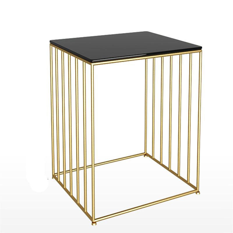 Modern Glass Top Nightstand Metal Non-Storage Iron Bed Nightstand