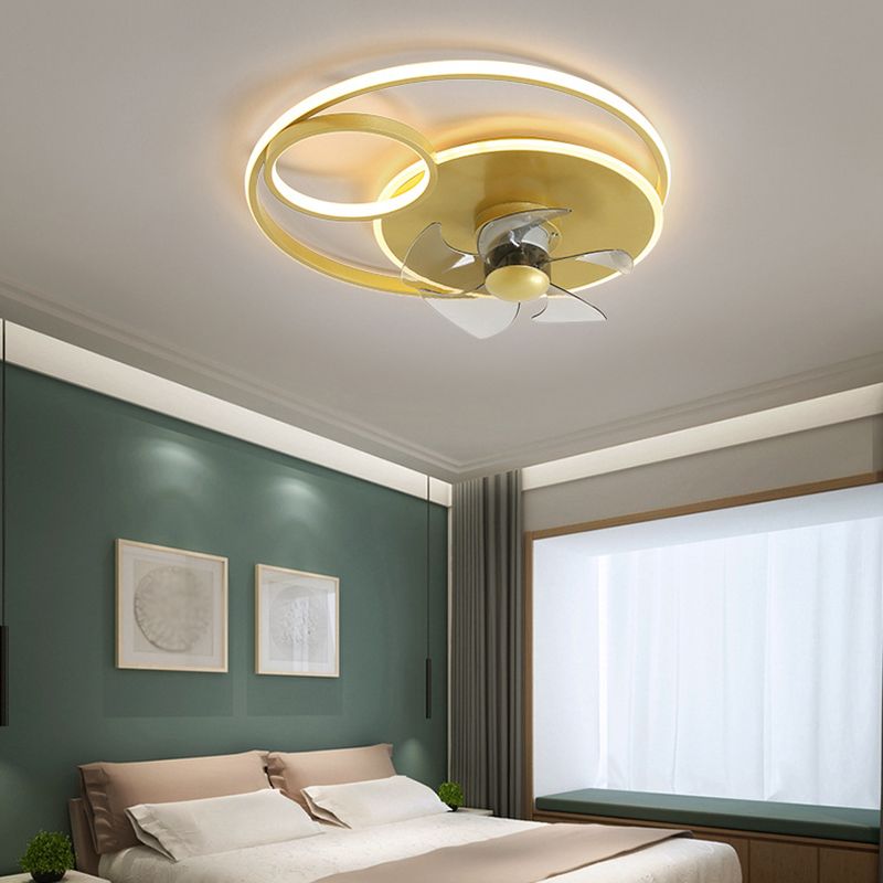 5-Blade Modern Ceiling Fan White/Golden LED Fan with Light for Home