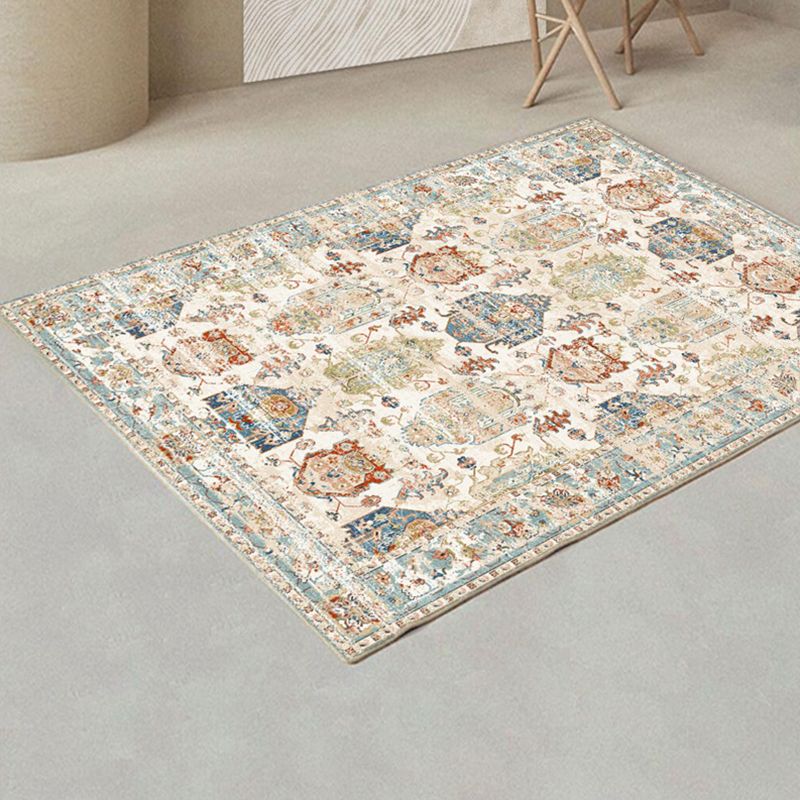 Traditional Area Rug Classic Flower Print Carpet Polyester Stain Resistant Rug for Home Decoration