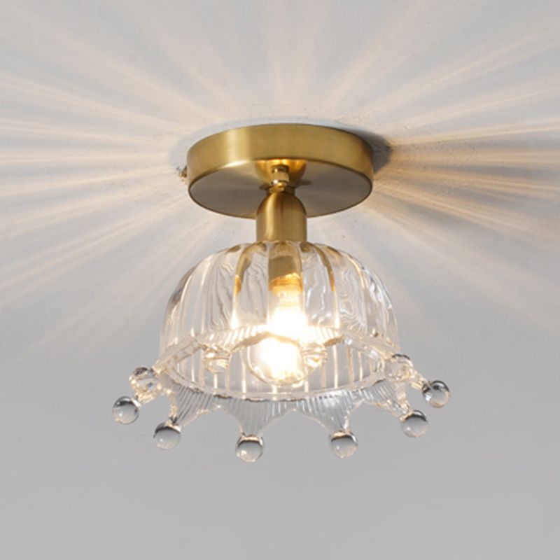 Crown Semi Flush Mount Light Clear Glass Vintage Ceiling Lights Flush Mount