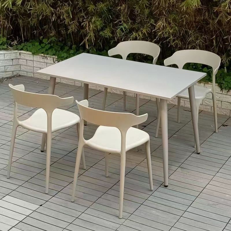 Modern Metal Dining Table Rectangle Outdoor Table with 4 Legs