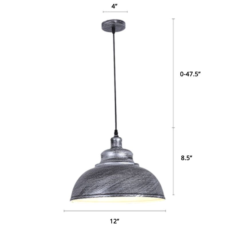 Bowl Shade Restaurant Hanging Lamp Factory Style Metal 1 Head Pendant Ceiling Light