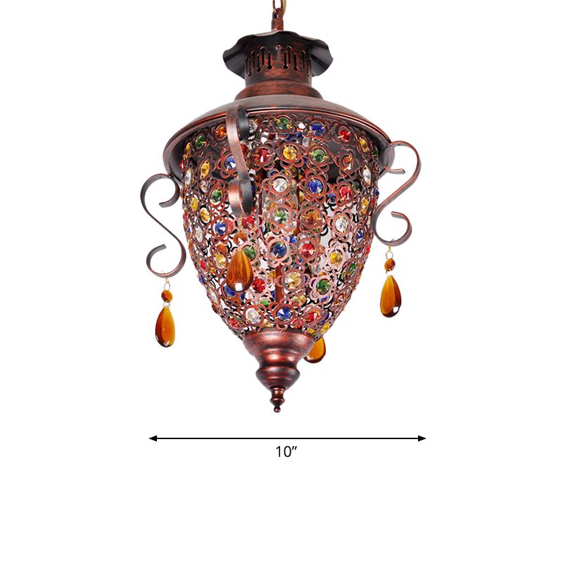 Cuivre 1-Bulb Down Lighting Bohemian Metal Pine Cone Hanging Lightture pour le couloir