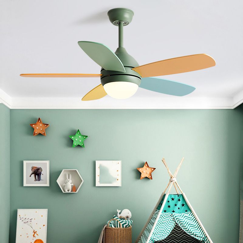 Dome Shape Metal Ceiling Fan Lighting Kids Style 1 Light Ceiling Fan Light