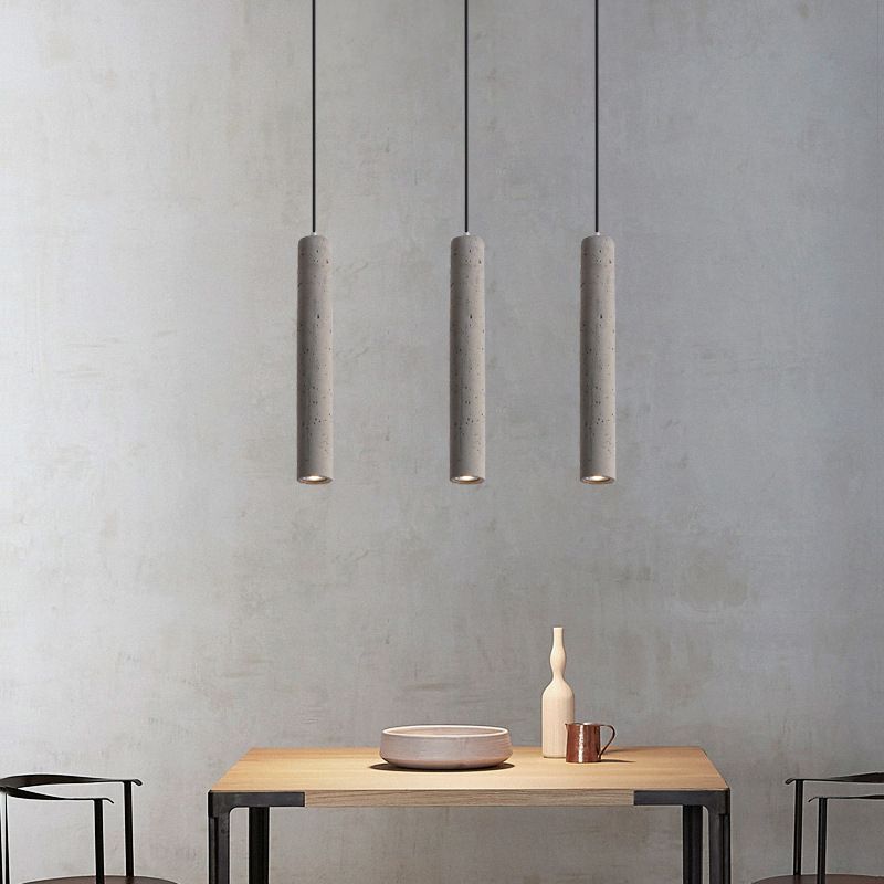 Modern Style Linear Shape Pendant Lighting Cement 1 Light Pendant Light for Bedroom