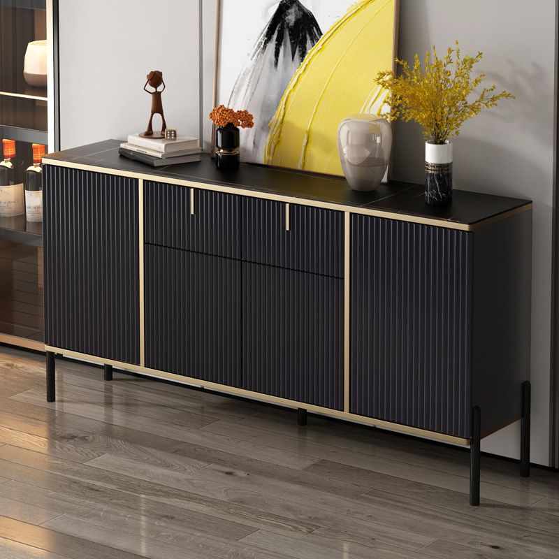 Glam Style Sideboard Stone Side Board with Drawers and Cabinets