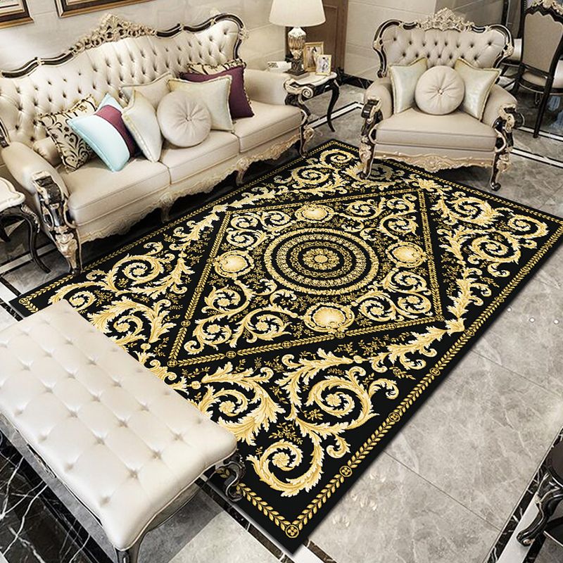 Glam Floral Swirls Rug Multicolor Victorian Rug Synthetics Pet Friendly Non-Slip Stain Resistant Rug for Home