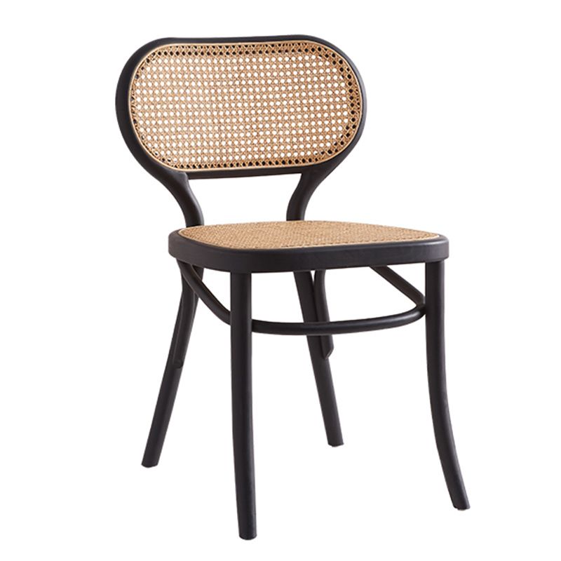 Traditional Wood Dining Armless Chairs Open Back Dining Side Chair for Restaurant Use