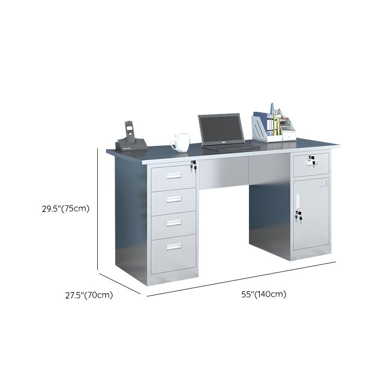 Rectangular Shaped Office Writing Desk Stainless Steel with 2/3/5/7 Drawers