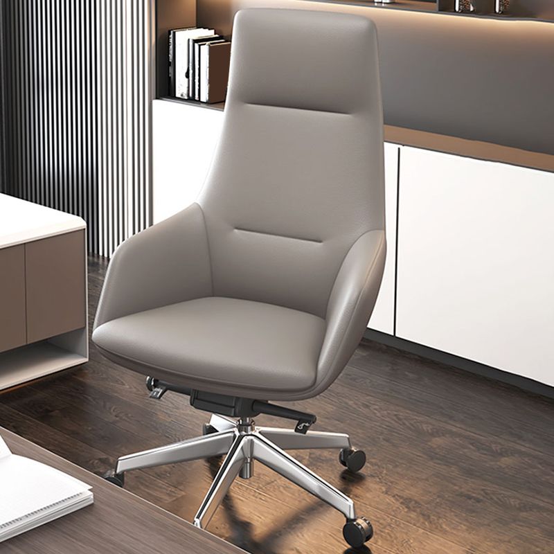 Fixed Arms Modern Desk Chair No Distressing Leather Ergonomic Office Chair with Wheels