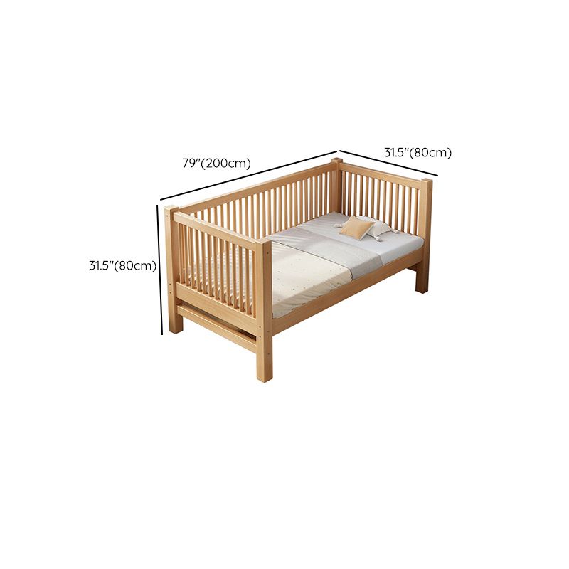 Solid Wood Kids Bed No Theme Natural Toddler Bed with Mattress