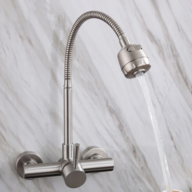 304 Stainless Steel Kitchen Faucet High Arch with Sprayer Bridge Faucets