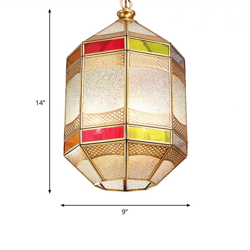 Lámpara colgante de Octángulo Árabe 1 Bulbo de techo Luz de techo en latón con cadena ajustable