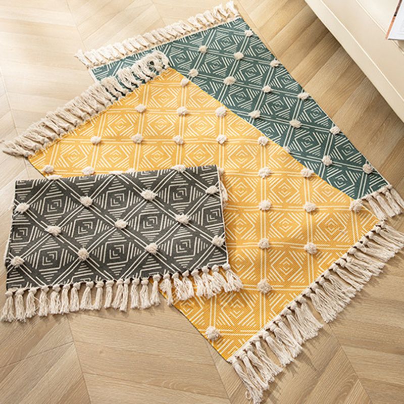 Groen Americana Patroon Area Tapijten Polyester Boheems tapijt Fringe Indoor Tapijt voor thuisdecoratie