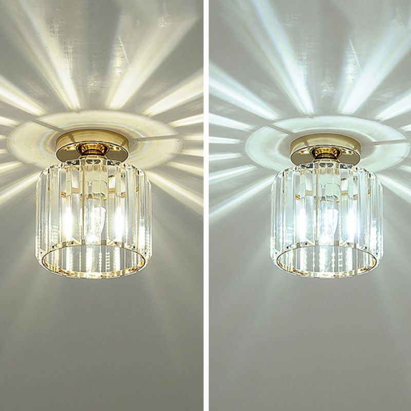 Contemporary Ceiling Lamp Crystal Shade Flush Mount Light Fixture