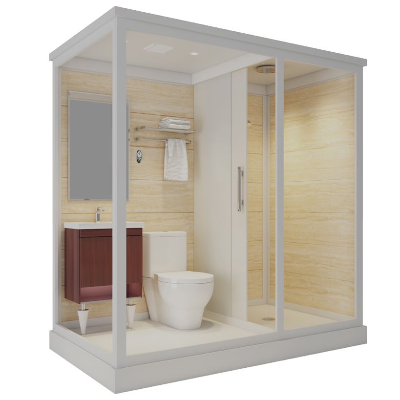 Framed Tempered Glass Shower Kit Included Framed Shower Stall in White without Toilet