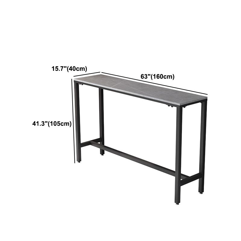 Marble Pub Table with Rectangle Table Top Double Pedestal Table - 41.3" H