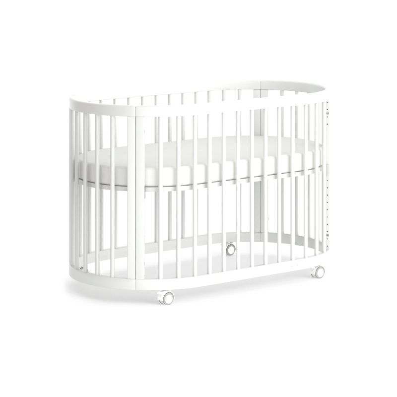 Nordic Style Oval Shape Crib Solid Wood 4-In-1 Convertible Crib