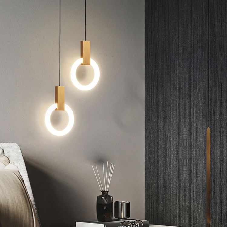 Ring Suspension Pendant Light Modern Style Metal LED White Pendant Ceiling Light