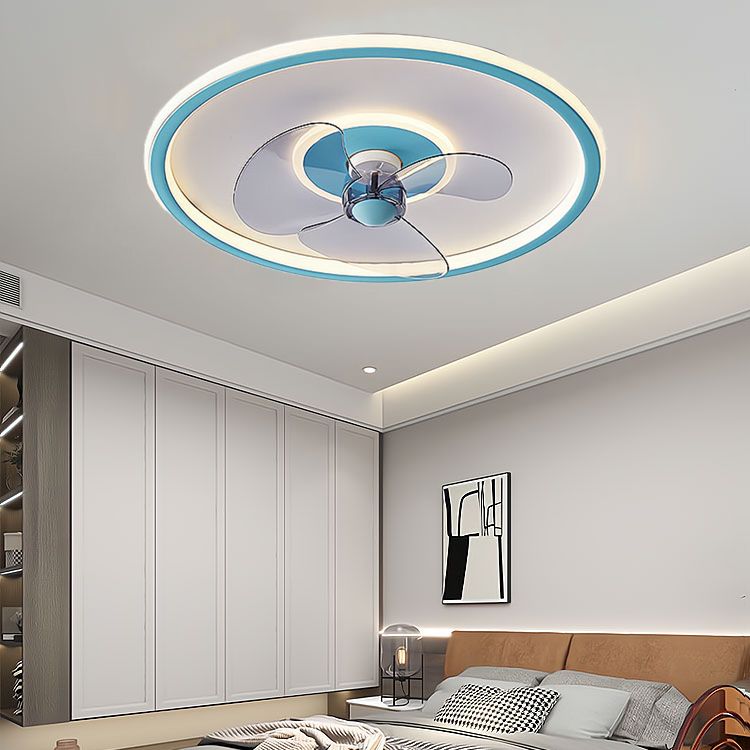 Nordic Style Metal Ceiling Fan Lamp Circle Shape Colorful Ceiling Fan Light for Bedroom